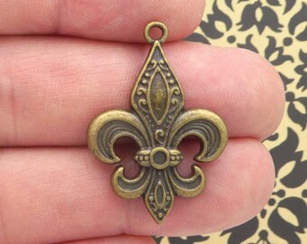 4 Fleur De Lis Charm Pendant Bronze by TIJC SP1545