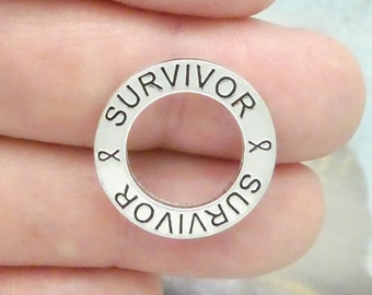 5 Silver Affirmation Ring Survivor Charm 22mm by TIJC SP0729