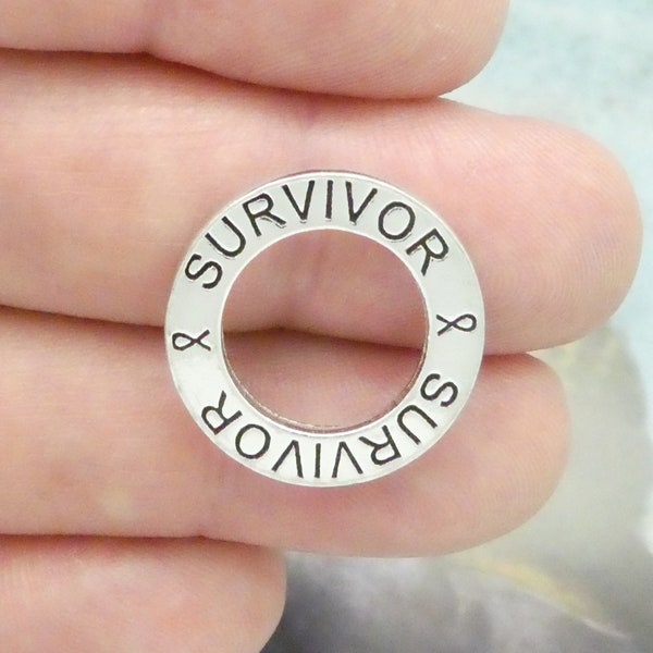 5 Silver Affirmation Ring Survivor Charm 22mm by TIJC SP0729