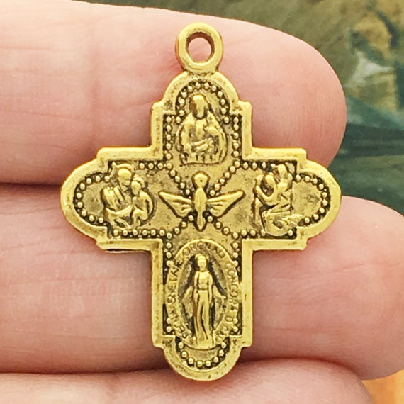 BULK 20 Four Way Cross Medal Gold Catholic by TIJC SP1238B Etsy