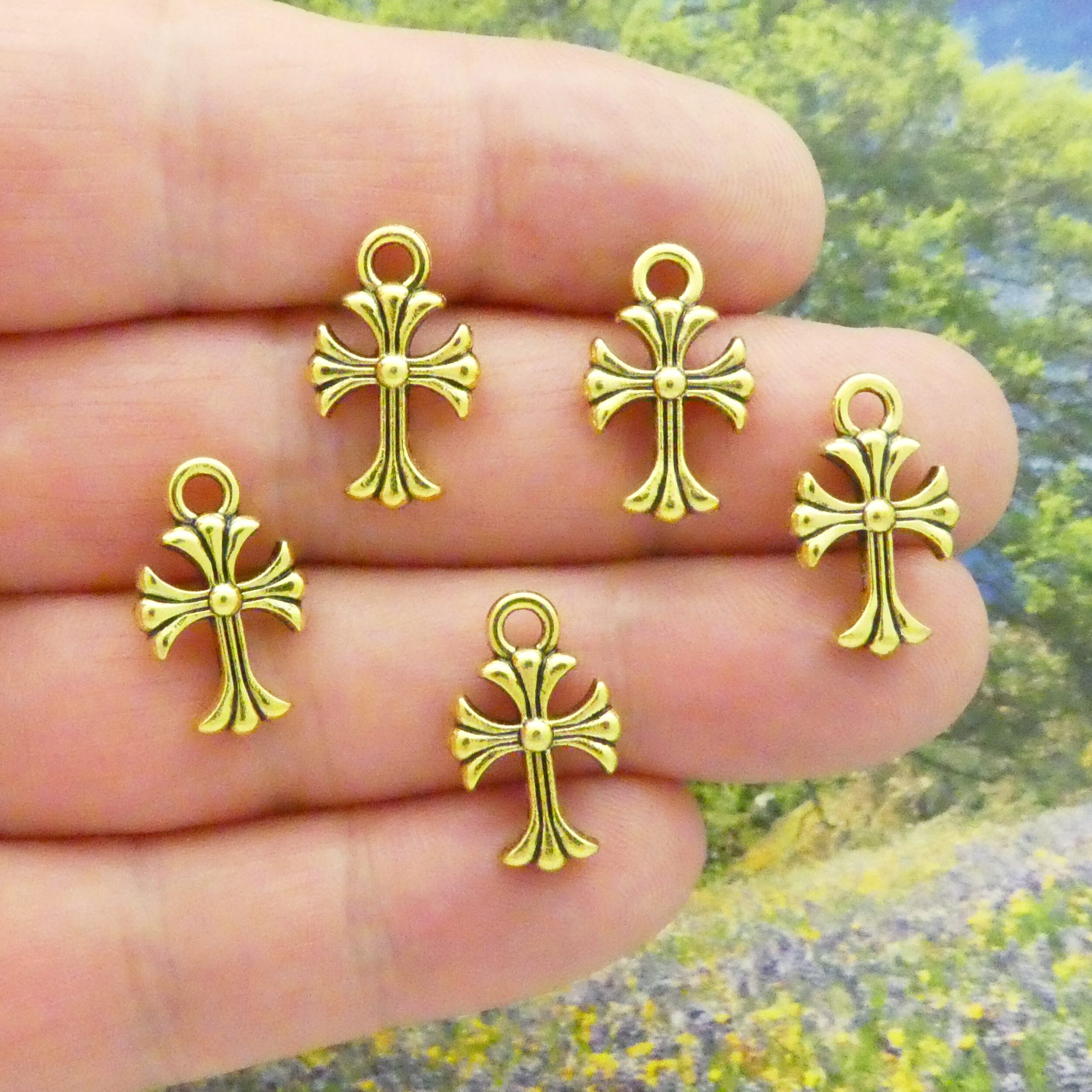 5 Small Cross Charm Gold by TIJC SP1372 Etsy