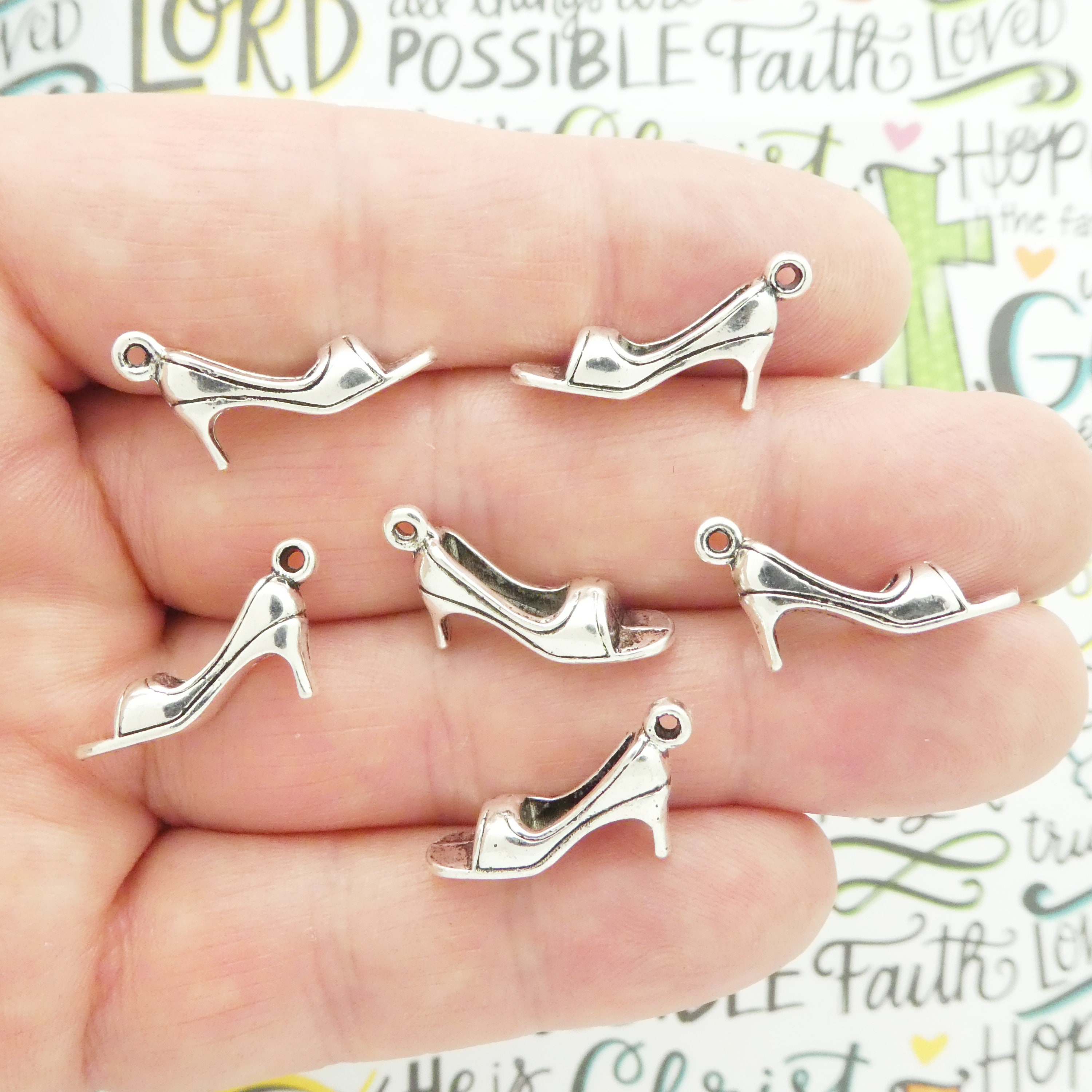 BULK 20 Silver High Heel Shoe Charm by TIJC SP0872B Etsy UK