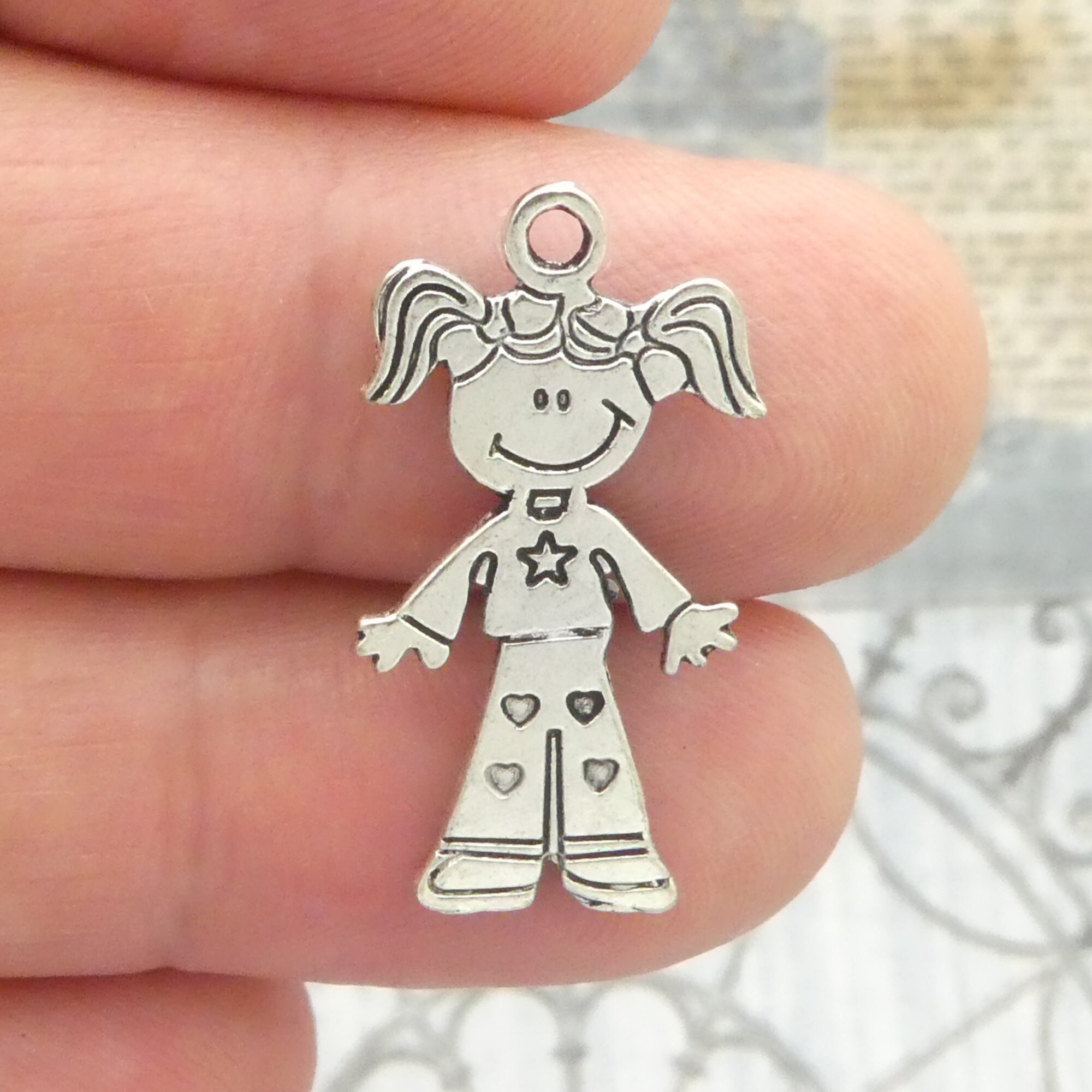 10 Silver Little Girl Charm Pendant for Mom 28x15mm by TIJC Etsy