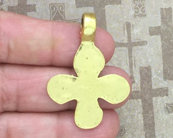 BULK 16 Hammered Cross Charm Pendant Gold by TIJC SP1584B