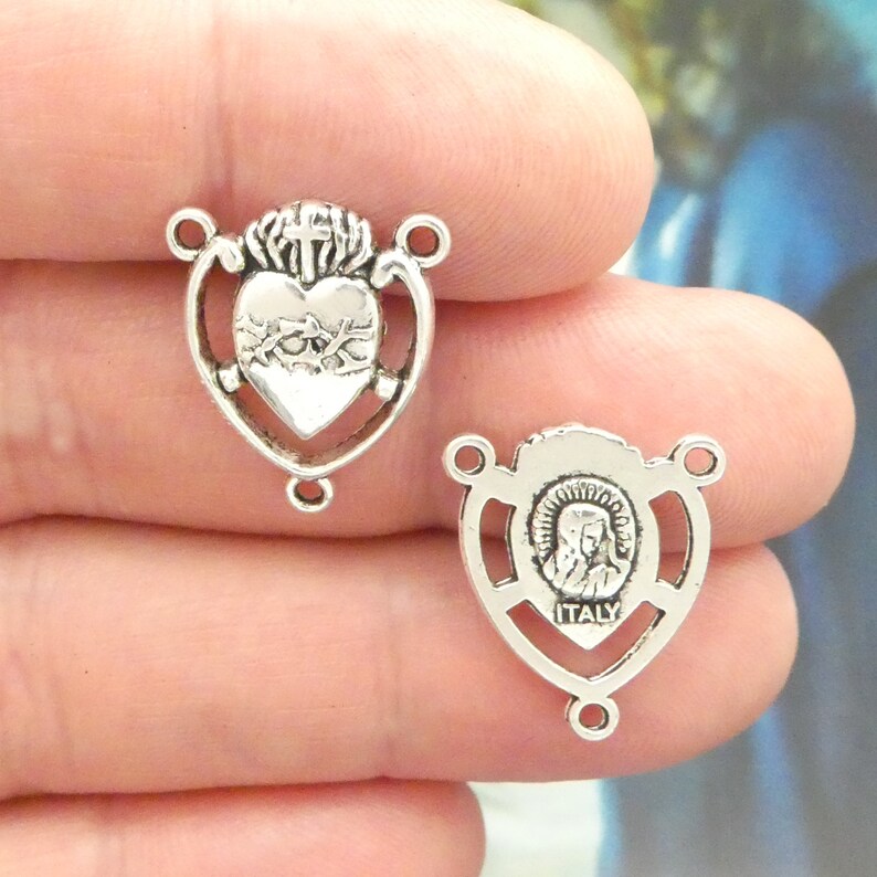 BULK 20 Sacred Heart of Jesus Silver Rosary Centerpieces by Etsy