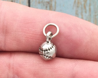 5 Round Silver Baseball Charm Pendant 12x8mm by TIJC SP0449