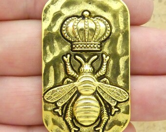 1 Mardi Gras Queen Bee Pendant in Gold Pewter by TIJC SP1897