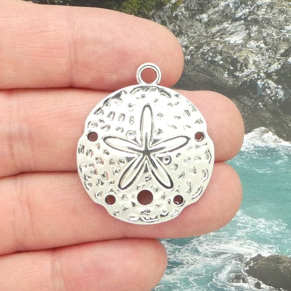 2 Silver Sand Dollar Charm Pendant by TIJC SP1002