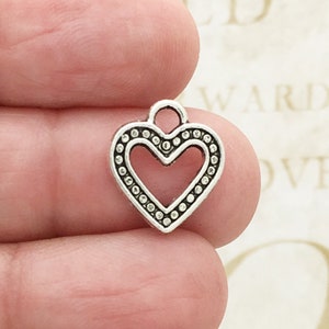 12 Silver Open Heart Charm by TIJC SP0075