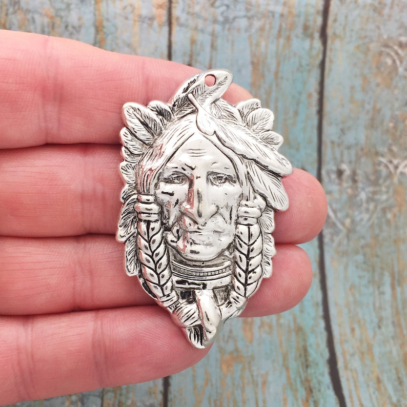 2 Indian Chief Pendant Silver by TIJC SP0990 image 1