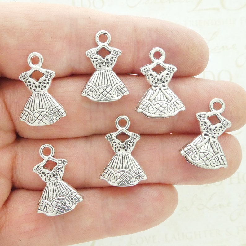 5 Dress Charms Silver by TIJC SP1953 Etsy