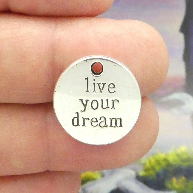 BULK 20 live your dreams Affirmation Charm 20x20mm by TIJC SP1323B image 1