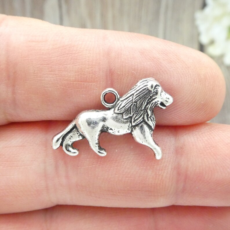 BULK 50 Silver Lion Charm Pendant by TIJC SP0919B