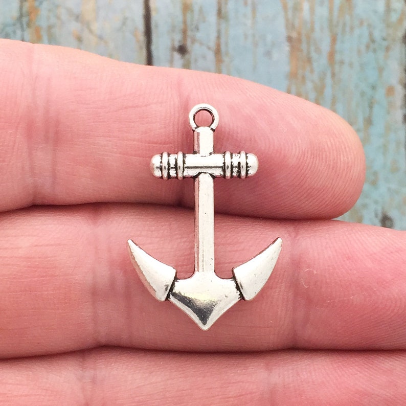 BULK 30 Silver Anchor Charm Pendant by TIJC SP1145B