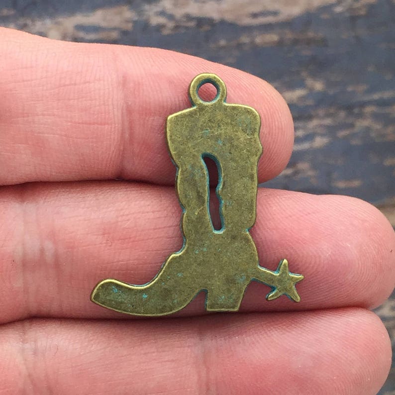 BULK 20 Bronze Cowboy Boot Charm Pendant by TIJC SP0713B