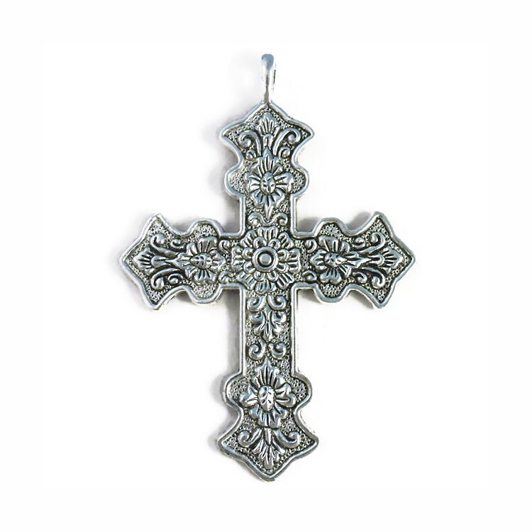 2 Large Silver Cross Charm Pendant by TIJC SP0997 - Etsy
