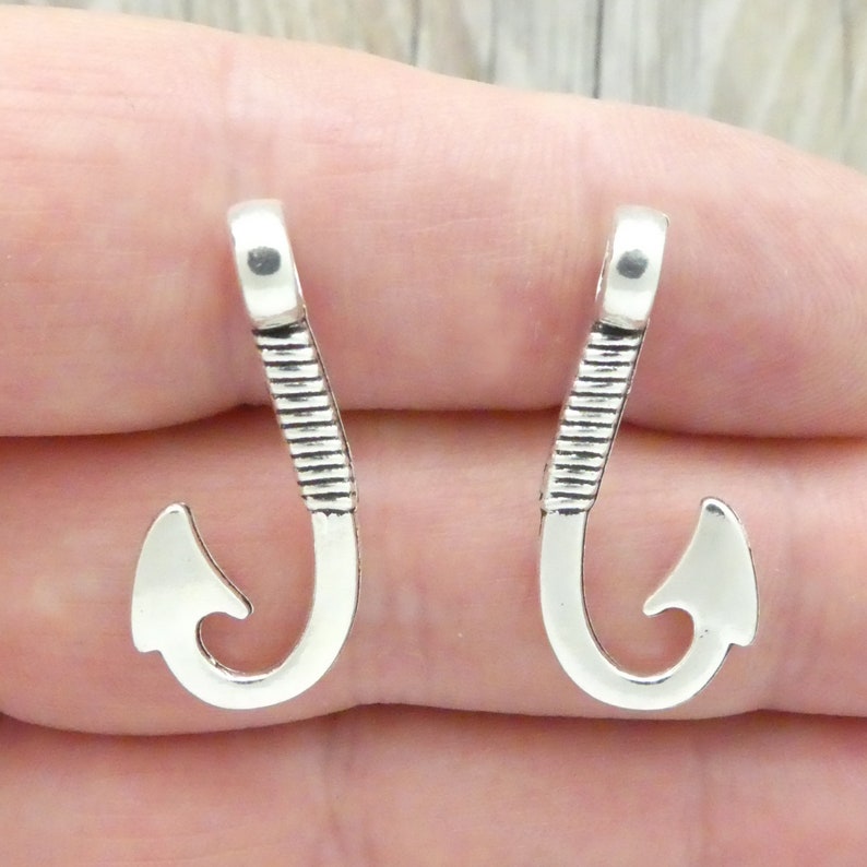 BULK 20 Silver Fish Hook Charm Fishing Pendant 23x16mm by TIJC Etsy