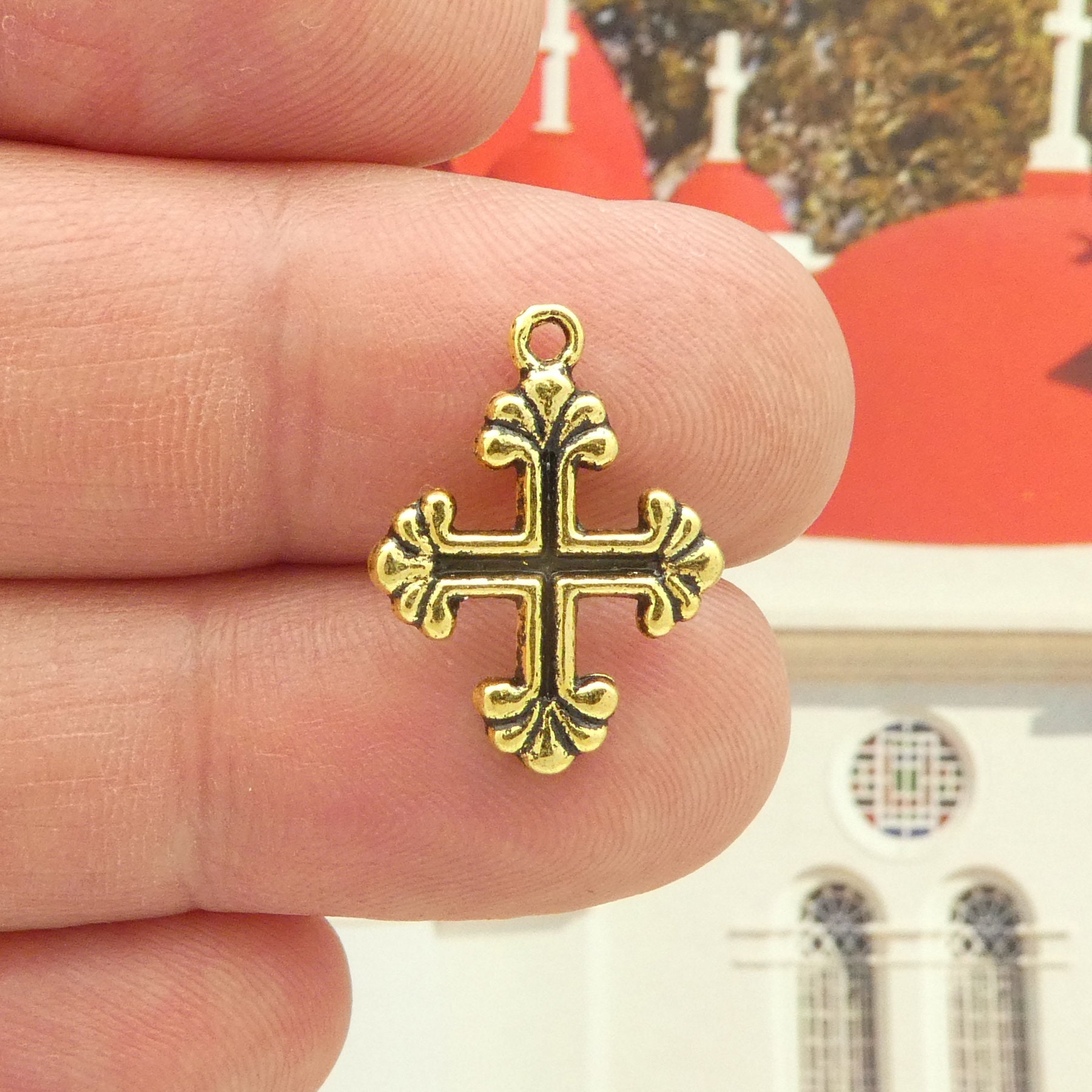 10 Cross Charm Pendant Gold by TIJC SP0760 - Etsy
