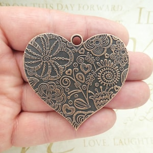 1 Copper Flower Heart Pendant Large by TIJC SP5002