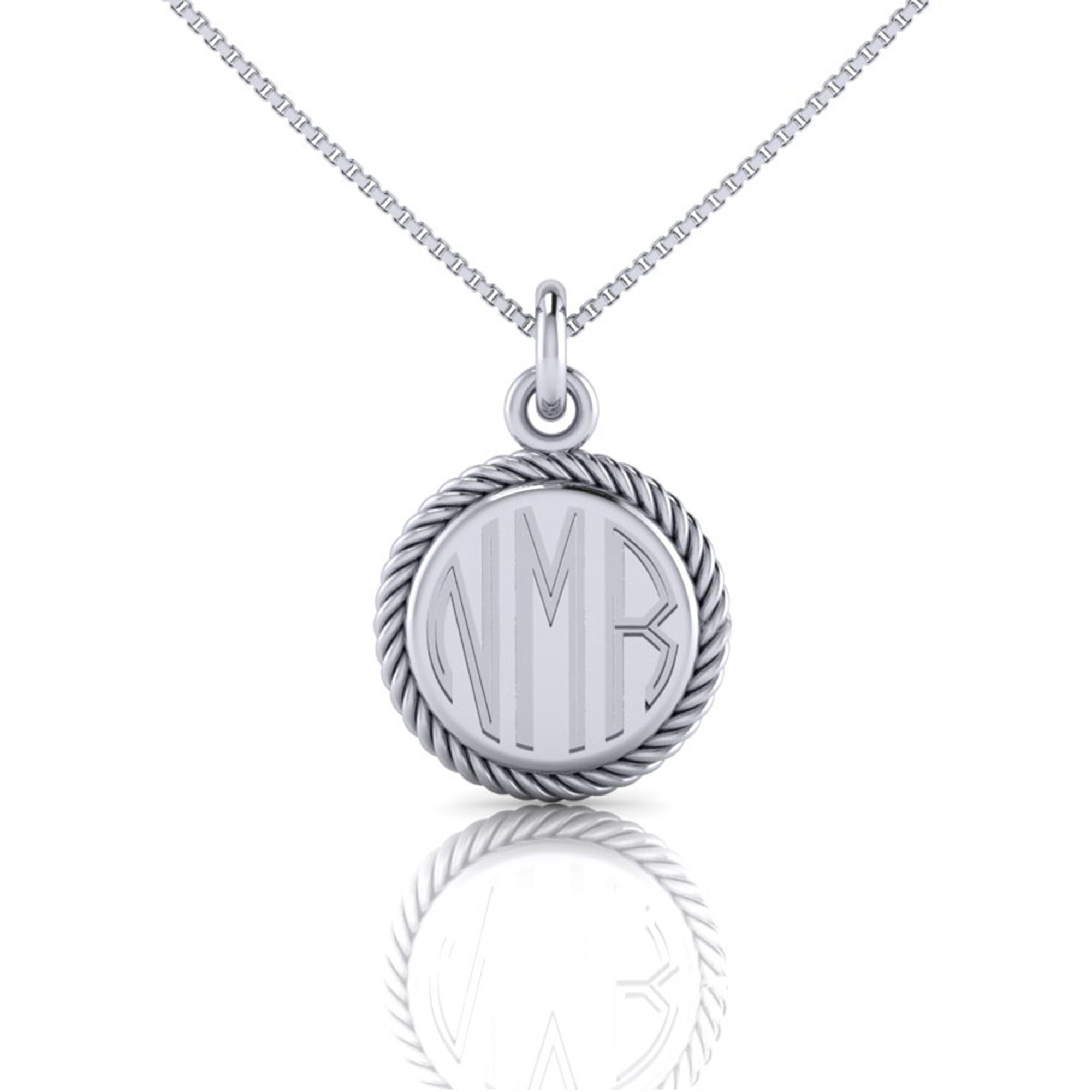 Sterling Silver Monogram Charm Pendant with Necklace by TIJC 07953N