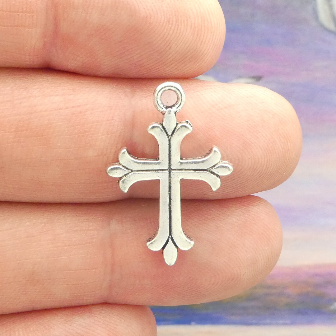 Fleuree Cross Charm Antique Finish Sterling Silver Fleuree Cross Charm Antique Finish Sterling Silver