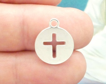 BULK 40 Silver Cross Charm by TIJC SP0873B