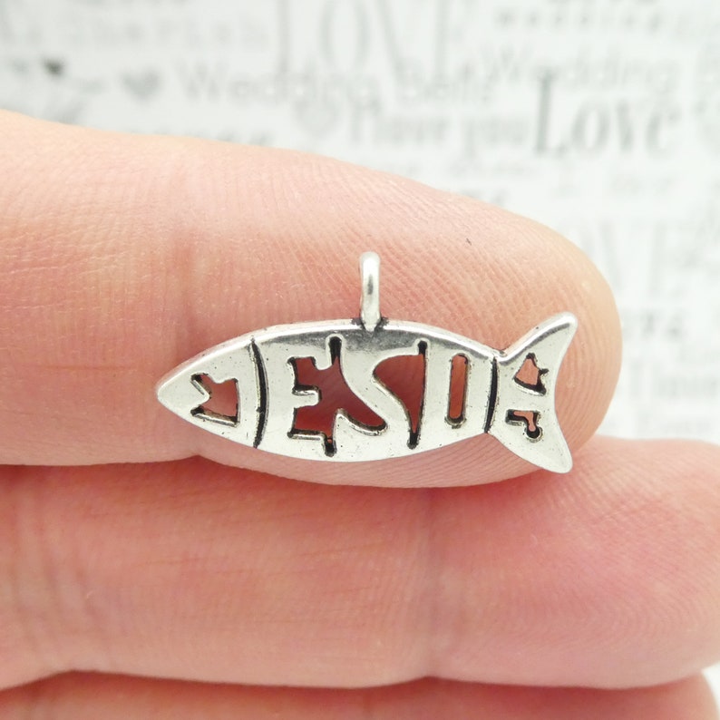 BULK 80 Christian Fish Jesus Charm Silver by TIJC SP1029B Etsy