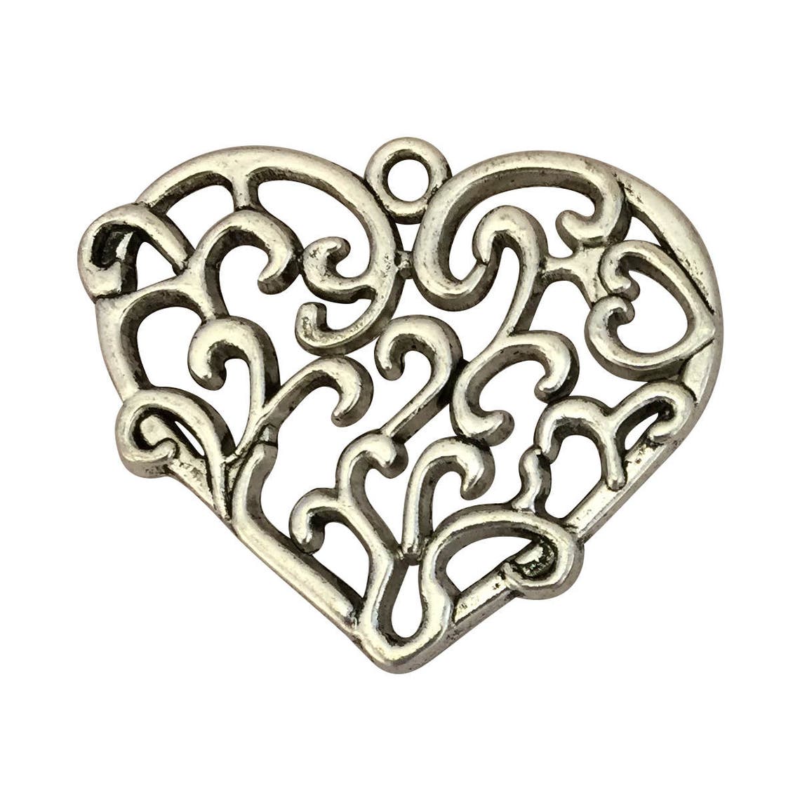 Oxidized Filigree Heart Charm main image 1