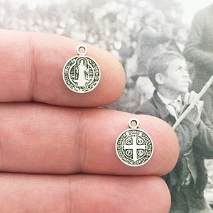 20 Tiny Silver St Benedict Charm Medal by TIJC SP0779
