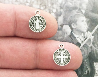 20 Tiny Silver St Benedict Charm Medal by TIJC SP0779