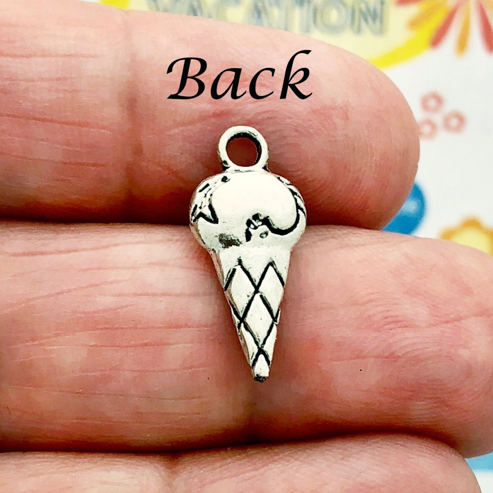 12 Ice Cream Cone Charm Silver by TIJC SP0220 Etsy