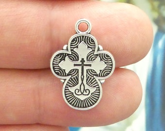 6 Silver Ornate Cross Charm Small by TIJC SP2009