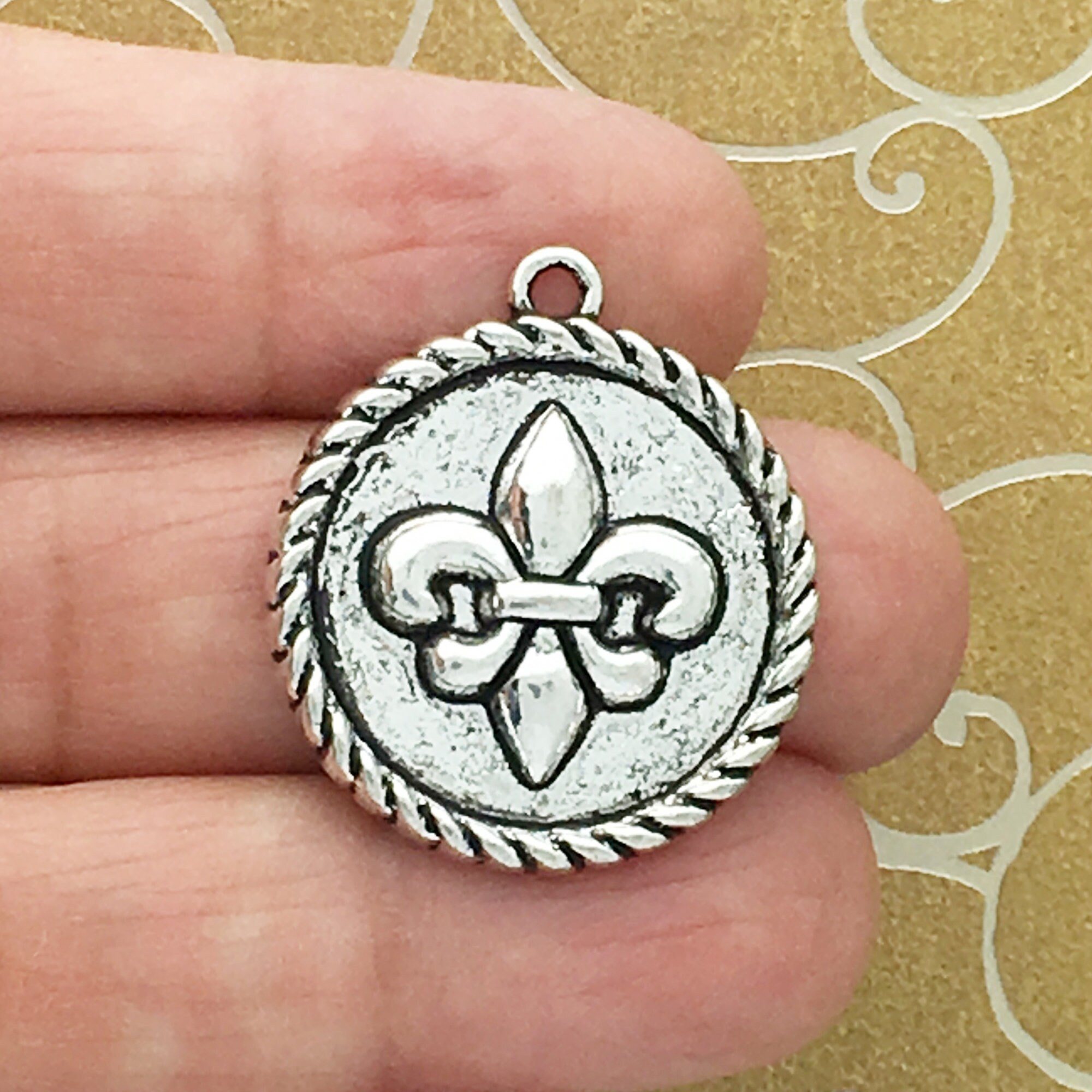 3 Silver Fleur De Lis Charm Pendant by TIJC SP0006 - Etsy