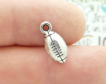 20 Silver Football Charm Pendant 15x7mm by TIJC SP0952