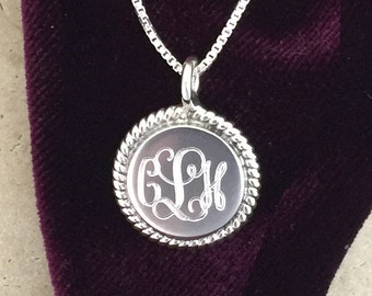 Sterling Silver Monogram Charm Pendant with Necklace by TIJC 07956N