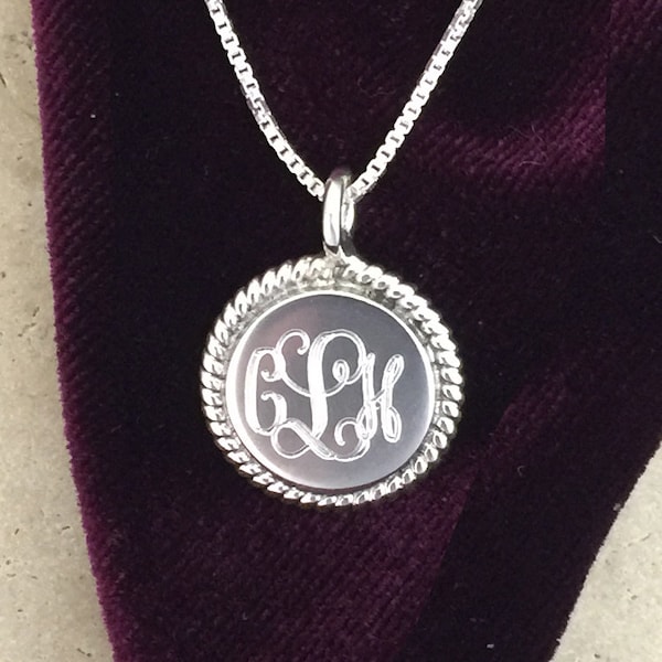 Sterling Silver Monogram Charm Pendant with Necklace by TIJC 07956N