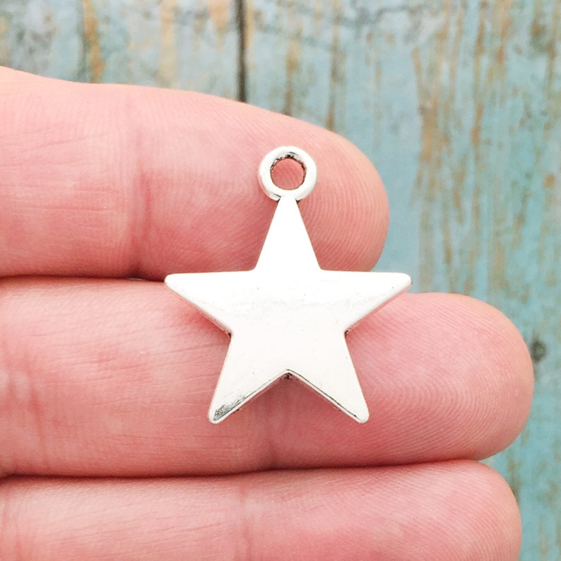 3 Puffy Silver Star Charm Pendant by TIJC SP0800