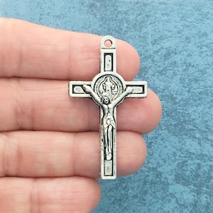 1 Silver Crucifix St Benedict Cross Charm by TIJC SP0183