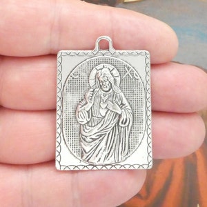 BULK 3 Silver Sacred Heart Medal by TIJC SP0186B