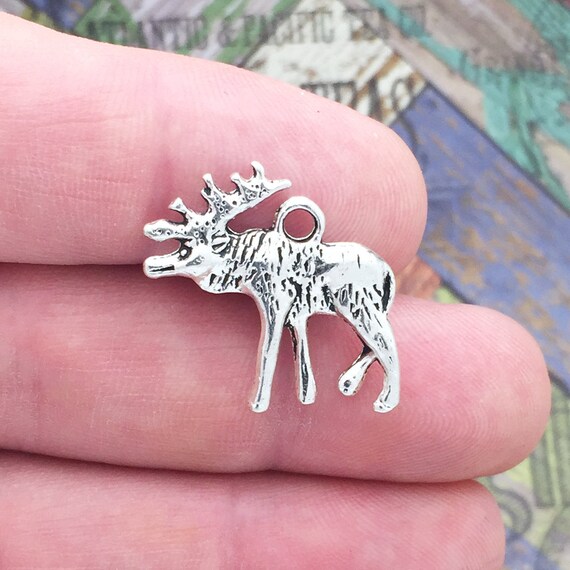 Small Moose Charm Antiqued Sterling Silver Small Moose Charm Antiqued Sterling Silver
