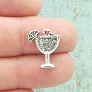 BULK 40 Silver Margarita Charm Pendant by TIJC SP0104B