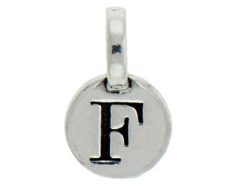 1 Round Silver Initial Charm 9mm Letter F by TIJC SPRF