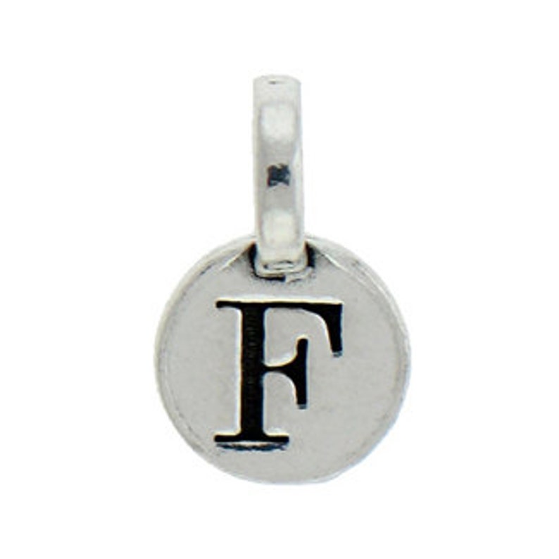 1 Round Silver Initial Charm 9mm Letter F by TIJC SPRF image 1