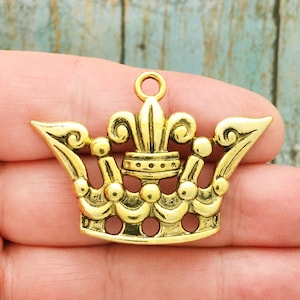 2 Gold Crown Charm Pendant by TIJC SP1285