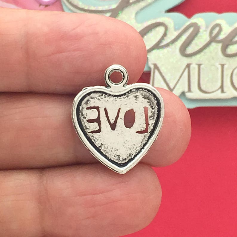 BULK 25 Love Heart Charm Silver by TIJC SP0646B