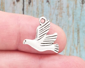 BULK 40 Holy Spirit Dove Charm Silver by TIJC SP1407B