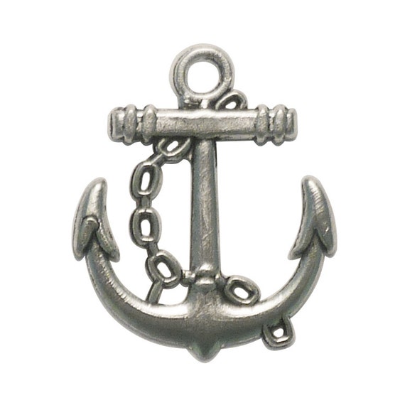 12 Bulk Silver Anchor Charm With Chain 29x24mm by TIJC SP0522B