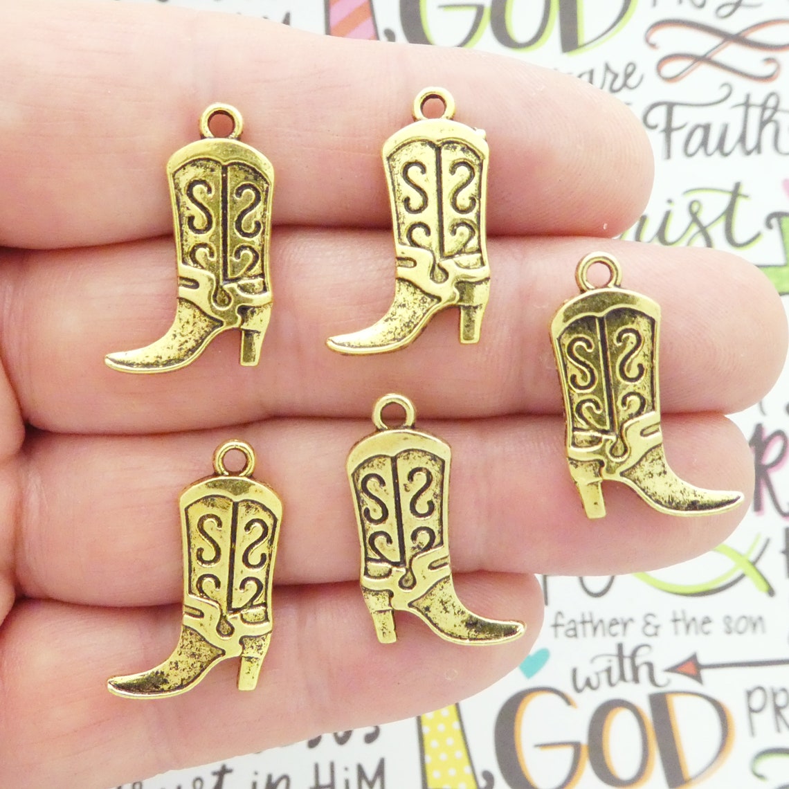 BULK 30 Gold Cowboy Boot Charm Pendant par TIJC SP1987B Etsy