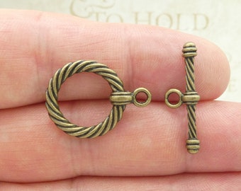 6 Sets Rope Round Bronze Toggle Clasp 24x18mm by TIJC SPT014