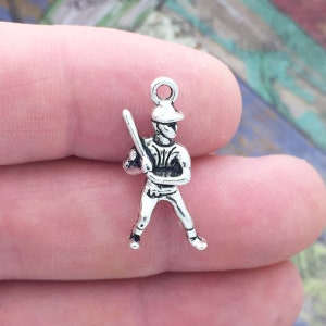 6 Silver Baseball Charm Softball Pendant by TIJC SP1017